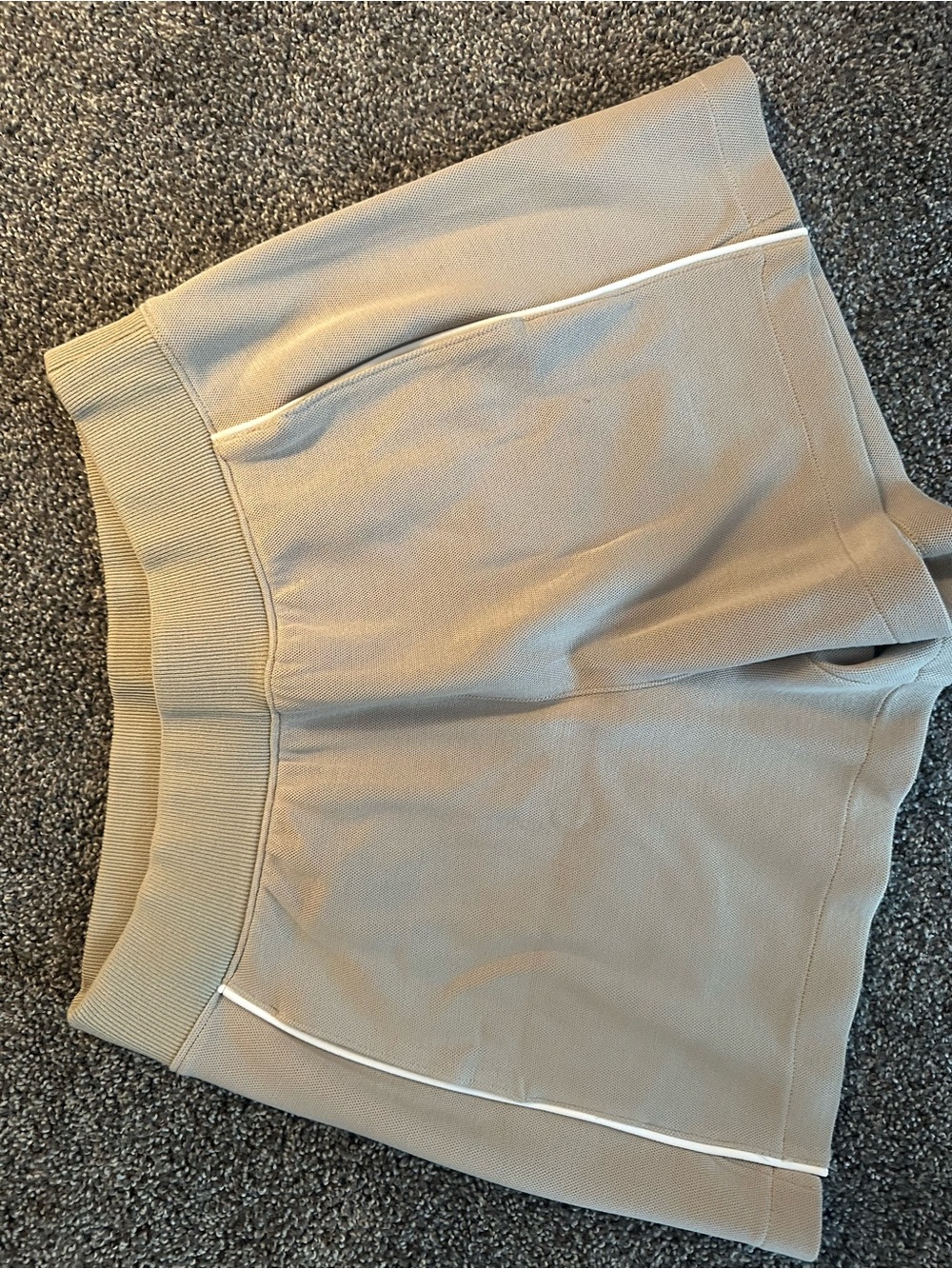 SPANX Beige High-Waist Athletic Shorts with White Piping